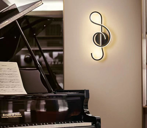 Nordic Aluminum <b>LED</b> Indoor Wall Lamp Music Note Decorative Sconces with Warm White <b>Light</b> Easy Installation <b>Wire</b>-Free Black Color - Product Image 6