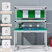 Banc de travail antistatique Weizhi de tailles standard, table d'assemblage, établi en aluminium avec prises