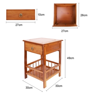 Mesa auxiliar de bambú, mesita de noche de 3 niveles, mesita de noche pequeña y alta para espacios pequeños, mesita de noche con cajón para dormitorio - Product Image 5