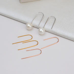 Boucles d'oreilles pour femmes en argent plaqué platine or rose S925, accessoires de bricolage, perles simples inspirées de Song Hye Kyo 1201 - Product Image 1