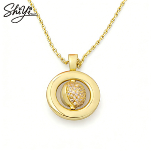 <span class=keywords><strong>Collana</strong></span> di Lusso con Globo Rotante, Ciondolo a Sfera Girevole in Rame Placcato Oro, Gioielli alla Moda Anti-Appannamento - Product Image 1