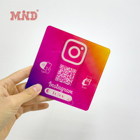 Autocollants NFC Google Avis en Acrylique Code QR Puce NFC Menu Enseigne Sans Contact Plaque d'Avis Google Réseaux Sociaux