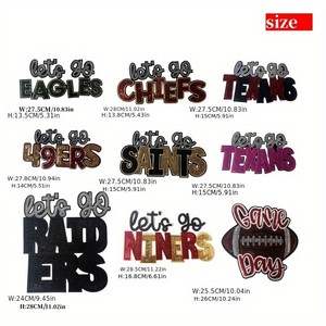定制超级碗球队风格亮片刺绣熨烫贴花，适用于帽子、夹克和包袋，体育迷用品，比赛日贴花 - Product Image 1