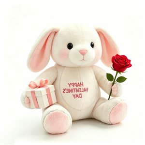 customized Ultra soft fluffy white lop ear bunny plushie, Soft white sitting lop ear bunny plush with blush pink accents - Product Image 2