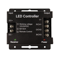Contrôleur de bande LED RGB GL-Rgb3011 avec télécommande tactile RF 6 touches, gradation PWM, 6A 12-24V, 3 canaux, portée 20M, charge maximale 288W