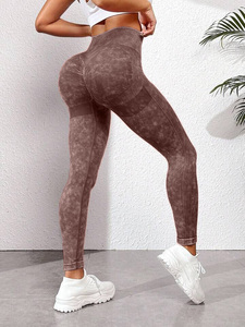 Sin costuras lavado tejido absorción de humedad Sexy Hip Lift melocotón cadera transpiración Fitness medias pantalones de Yoga - Product Image 3