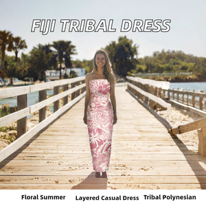 Robes à volants tribales polynésiennes des Fidji, imprimé floral hawaïen, robe d'été pour petites filles, tenue de plage de vacances, robe de bal de luxe pour enfants - Product Image 2