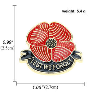 Herdenkingsdag Veteranen Dag Bloem Zacht Email Souvenir Op Maat Metalen Pin Voor Mannen Voor Kleding Tassen Hoeden Maken Geweldig Cadeau Idee - Product Image 6