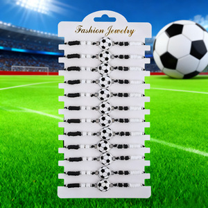 sports match giveaway gift <b>bracelet</b> Basketball Soccer <b>Ball</b> Charm Braided Beaded Adjustable Wristband - Product Image 4