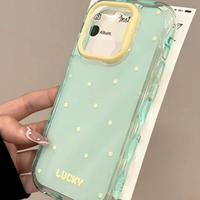 Coque de téléphone portable tendance jaune à pois pour iPhone 16 17 Air Pro Max, coque antichoc, coque arrière en gelée ondulée