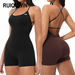 จั๊มสูทผู้หญิงแบบเซ็กซี่สั่งทำ RUIQUWIN จั๊มสูทแบบชิ้นเดียวไม่มีแขน จั๊มสูทโยคะสำหรับผู้หญิง ชุดออกกำลังกาย บอดี้สูทผู้หญิง - Product Image 1