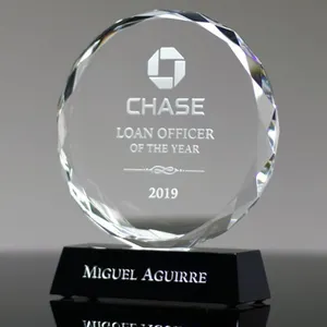 MH-NJ00450 Custom Engraving Appreciate Crystal Awards Round Glass Trophy