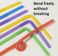Pailles à boire flexibles télescopiques en PP OEM d'usine, 200 mm, 260 mm, de qualité alimentaire, colorées, jetables, pour bar et fête