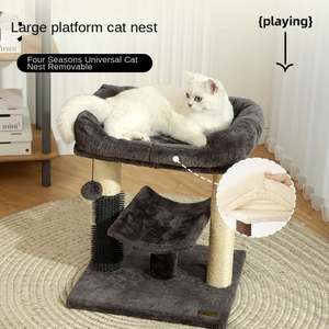 Torre para Gatos de Felpa Gris Oscuro, Moderna, con Poste Rascador de Madera, Directo de Fábrica en China - Product Image 3