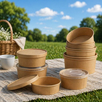 Bol en papier kraft jetable personnalisable de qualité alimentaire, étanche, avec logo, écologique et biodégradable pour soupes de nouilles