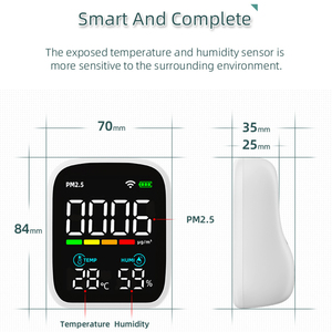 เครื่องวัดคุณภาพอากาศแบบพกพา HEDAO พร้อมจอ LCD เชื่อมต่อ WiFi วัด PM1.0 PM2.5 PM10 CO2 TVOC HCHO อุณหภูมิ ความชื้น พร้อมระบบแจ้งเตือนด้วยเสียง - Product Image 4