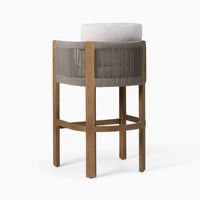 Mobilier de jardin moderne du fabricant professionnel chaise de comptoir en teck tissée en corde toutes saisons pour hôtels villas tabouret de bar extérieur