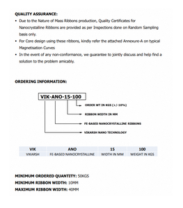Rubans nanocristallins haute performance Vikano, conçus pour une efficacité magnétique supérieure et une faible perte de noyau. - Product Image 6