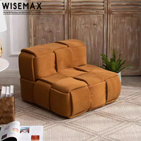 WISEMAX FURNITURE Nordic Lazy Sofa Chair Canapés de salon Canapés en tissu doux Recliner Paresseux Siège unique Floor Leisure Sofa Set