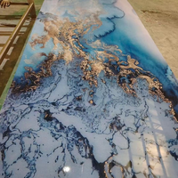 Panneau mural en PVC ignifuge UV pour fond de télévision et décoration d'hôtel, motif marbre, sans peinture, usage commercial