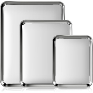 Heavy Duty Aluminum Alloy Square <b>Baking</b> <b>Tray</b> <b>Oven</b> Safe Strengthen Wire Rolled Edges Collapsible Eco-Friendly Cookie Restaurants - Product Image 1
