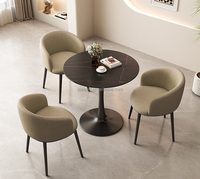Ensemble Table et Tabourets de Salle à Manger Moderne Haute Ronde en Marbre Céramique avec Base Métallique pour Cuisine - Vente en Gros