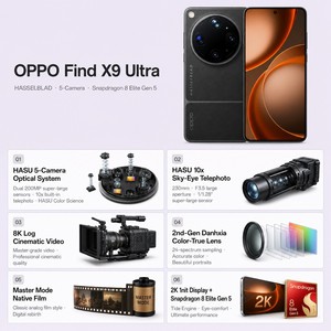 สมาร์ทโฟน OPPO Find X9 Ultra 5G รุ่นดั้งเดิม ชิปเซ็ต Snapdragon 8 Elite Gen5 กล้อง Hasselblad 200MP หน้าจอ AMOLED 6.82 นิ้ว แบตเตอรี่ 7000mAh - Product Image 2