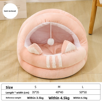 Maison pour chat semi-fermée en velours avec rembourrage en coton PP, lit pour chat, villa pour chat, fournitures en gros pour l'hiver, pas de montage requis