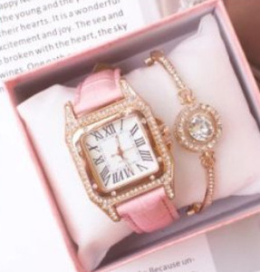 Custom Logo Elegant <strong>Women</strong> Quartz Watch Jewelry <strong>Gift</strong> <strong>Set</strong> With Diamond Inlaid Star Bracelet Square Dial <strong>Gift</strong> for Valentines Day - Product Image 2