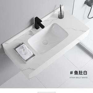 Lavabo de losa de <span class=keywords><strong>roca</strong></span> doble Simple moderno, armario de baño debajo del mostrador, lavabo de cerámica, lavabo de Hotel B & B - Product Image 4