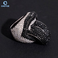 Bague Hip Hop Iced Out en Argent 925 pour Homme, Certifiée GRA, avec Moissanite Noire VVS, Motif Tongue Ring Rolling Stones, Vente en Gros
