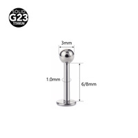 Piercing F136 G23 en Titane 3mm, Style Basique, à Filetage Externe, Dos Plat, pour Oreille, Lèvre, Nez, Bijou de Mariage