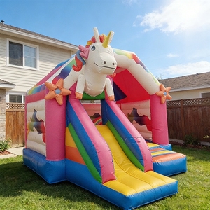 Bouncy Castle Commercial Bouncer Bouncy Castle 0.55mm PVC <b>Inflatable</b> Jumping Bounce <b>House</b> with Slide for Kids - Product Image 1