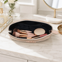 Pochette de maquillage personnalisée en cuir PU avec logo privé, petite trousse de toilette de voyage pour femme, organiseur de cosmétiques pour la beauté