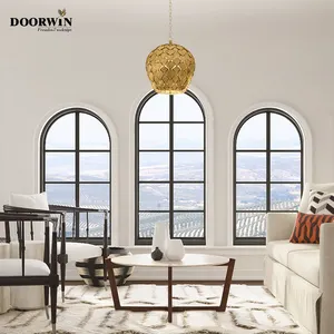 Doorwin优质双层玻璃固定釉面烤架大型专业形状铝窗拱形窗