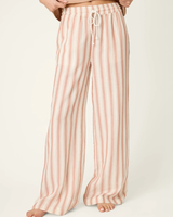 Pantalon de pyjama sur mesure pour femme, 100% coton, teint en fil, à larges rayures