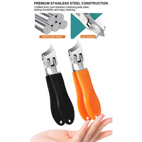 Coupe-ongles oblique anti-éclaboussures à grande ouverture de haute qualité en acier inoxydable, pointe incurvée épaisse et dure, coupe-ongles pour les doigts et les orteils