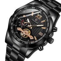 FORSINING 8235 Nouvelle Arrivée Montre Mécanique Homme Tourbillon Bracelet Acier Inoxydable Étanche Lumineuse Vintage Montre Business
