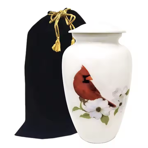 White Metal <b>Ashes</b> Container Adult Size Decorative Funeral Vase Memorial Storage Urn Classic Pattern Burial <b>Keepsake</b> Holder - Product Image 2