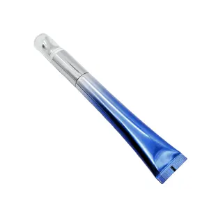 Tabung krim mata biru yang dapat disesuaikan dengan rol logam tabung lip gloss Remas lembut