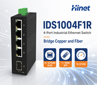 Switch Ethernet Industri 5 Port 100Mbps 4 RJ45 1 SFP Fiber Uplink DIN Rail Network Switch 12-57VDC IP30 untuk Otomasi Pabrik