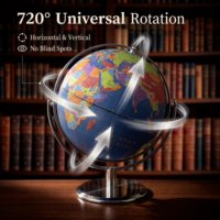 Globe terrestre rotatif en métal de 8 pouces avec support, aide pédagogique de géographie, certifié CE ROHS, décoration de bureau pour enfants, maison