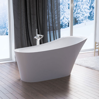 Grande baignoire autoportante blanche personnalisée égouttoir central design moderne baignoire à surface solide acrylique produit de trempage