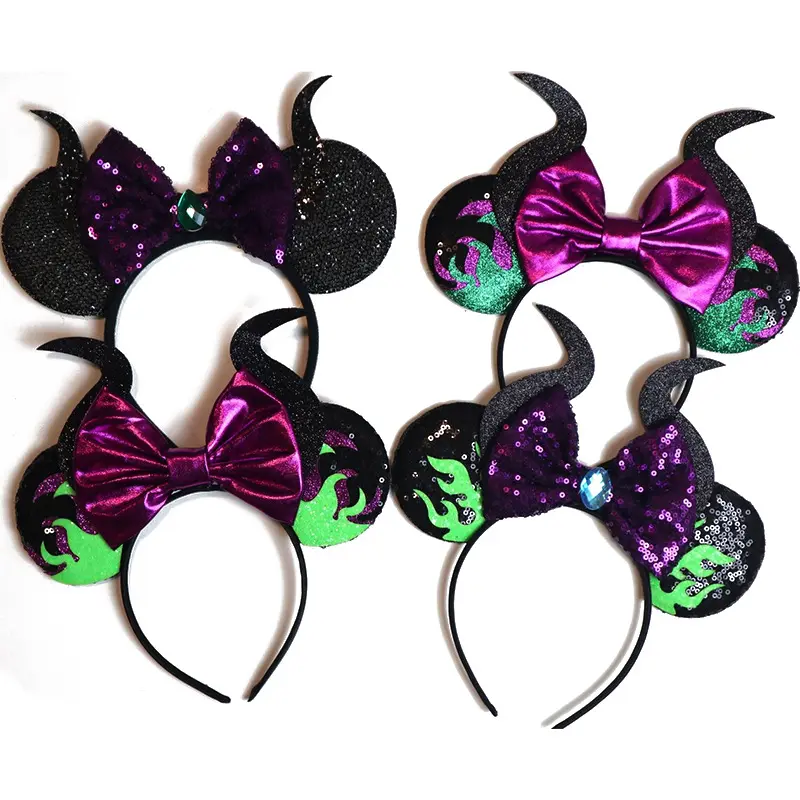 Halloween Devil Horns Hairband Halloween mickey e minnie Ears fascia Glitter accessori per capelli per bambini per ragazze