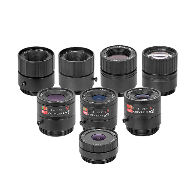 3MP/5MP CS Lens 1/2.5" F1.4 & 1/2" F2.0 Format C-Mount 2.8mm 4mm 6mm 8m 12mm 16mm 25mm Fixed Focal CCTV Camera Lens
