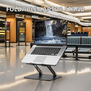 Penyangga Laptop ergonomis portabel, dudukan peninggi Laptop bisa dilipat logam aluminium, nyaman, untuk meja komputer, Laptop - Product Image 5