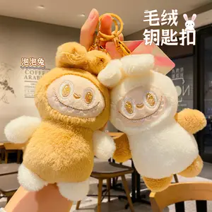 Wholesale plush cute labubu bubble rabbit keychains creative cartoon car keychains couple backpack pendants small gifts
