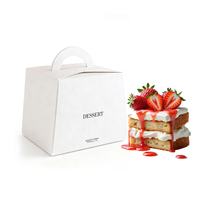 Boîte à gâteau mousse d'usine, boîte d'emballage de dessert en carton blanc jetable avec poignée