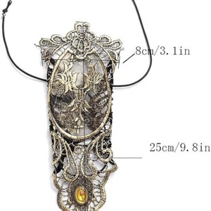 Guantes sin Dedos Bronceados para Mujer, Estilo Gótico, con Encaje Floral, Anillo de Muñeca Steampunk, Pulsera Vintage con Cuentas Hecha a Mano, Conjunto de Pulseras Nupciales - Product Image 6