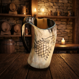 American Style Real Buffalo Horn Beer <b>Mugs</b> Handmade Certified High Quality <b>Reusable</b> Wine Glass Camping - Product Image 1